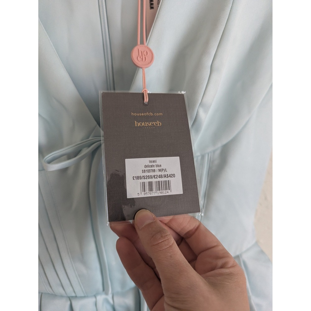 House of CB Imani dress size M Plus Cup Tall blue satin corset mini NWT - Picture 7 of 9